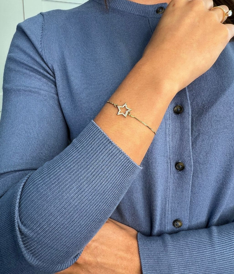 Gold Palermo Diamante Star Drawstring Bracelet