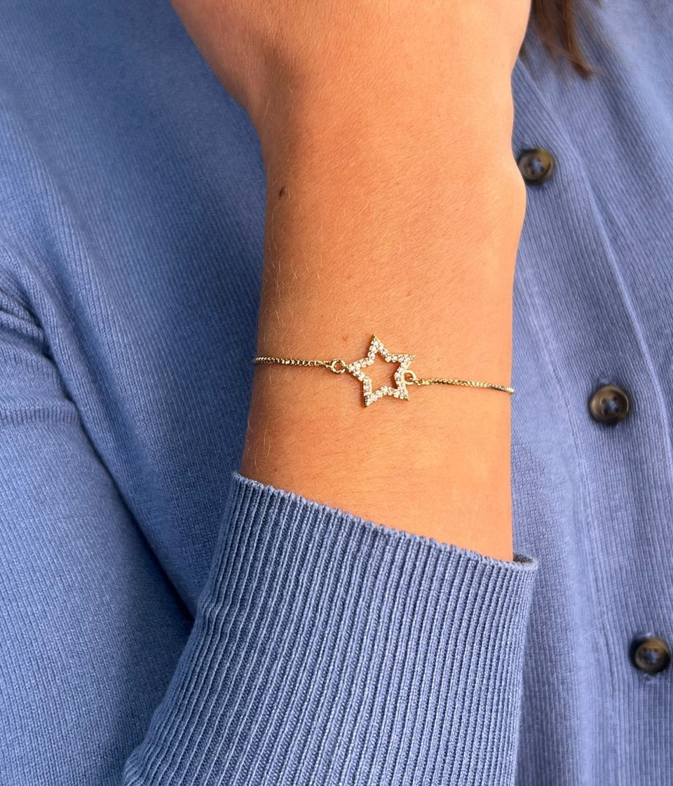 Gold Palermo Diamante Star Drawstring Bracelet