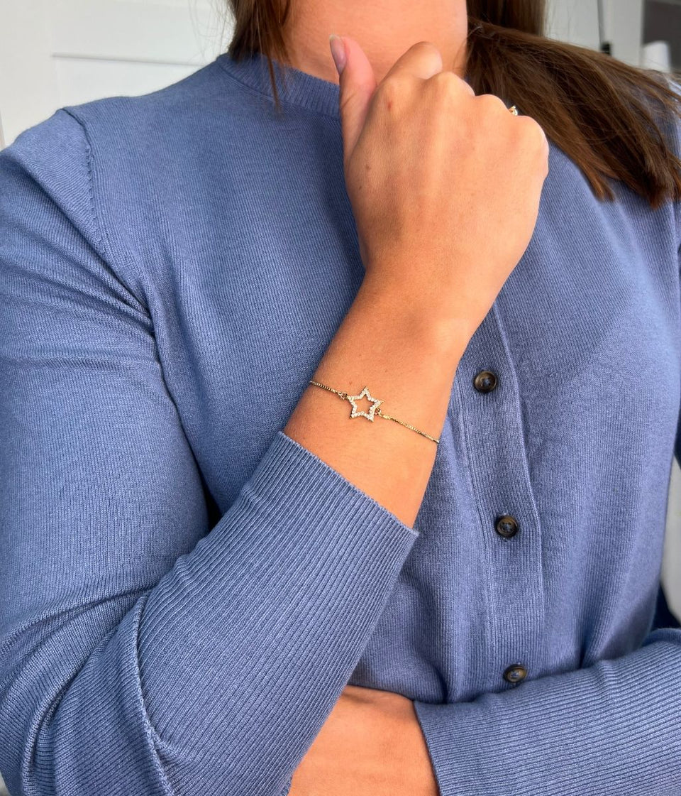 Gold Palermo Diamante Star Drawstring Bracelet