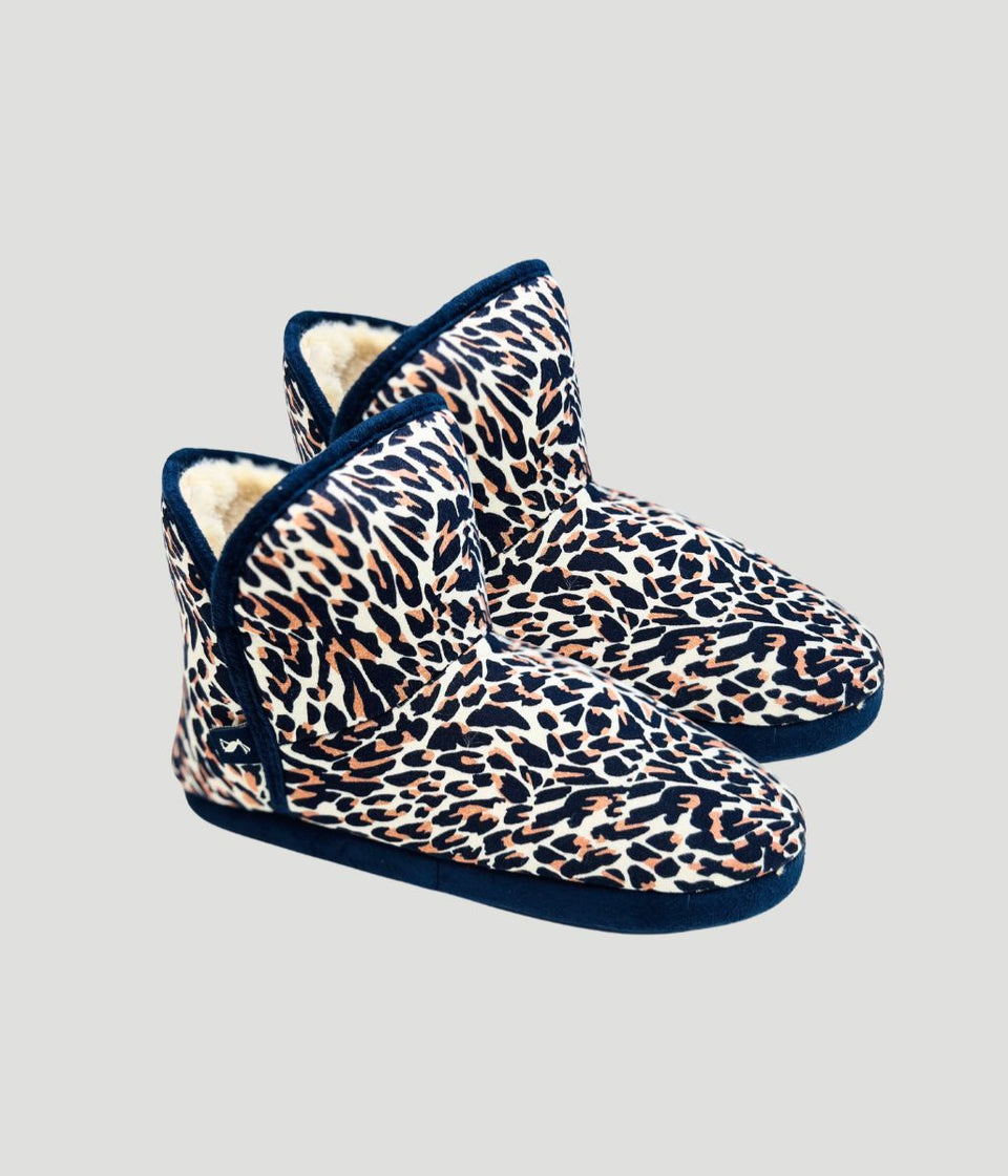 Leopard Print Fur Lined Slipper Boots