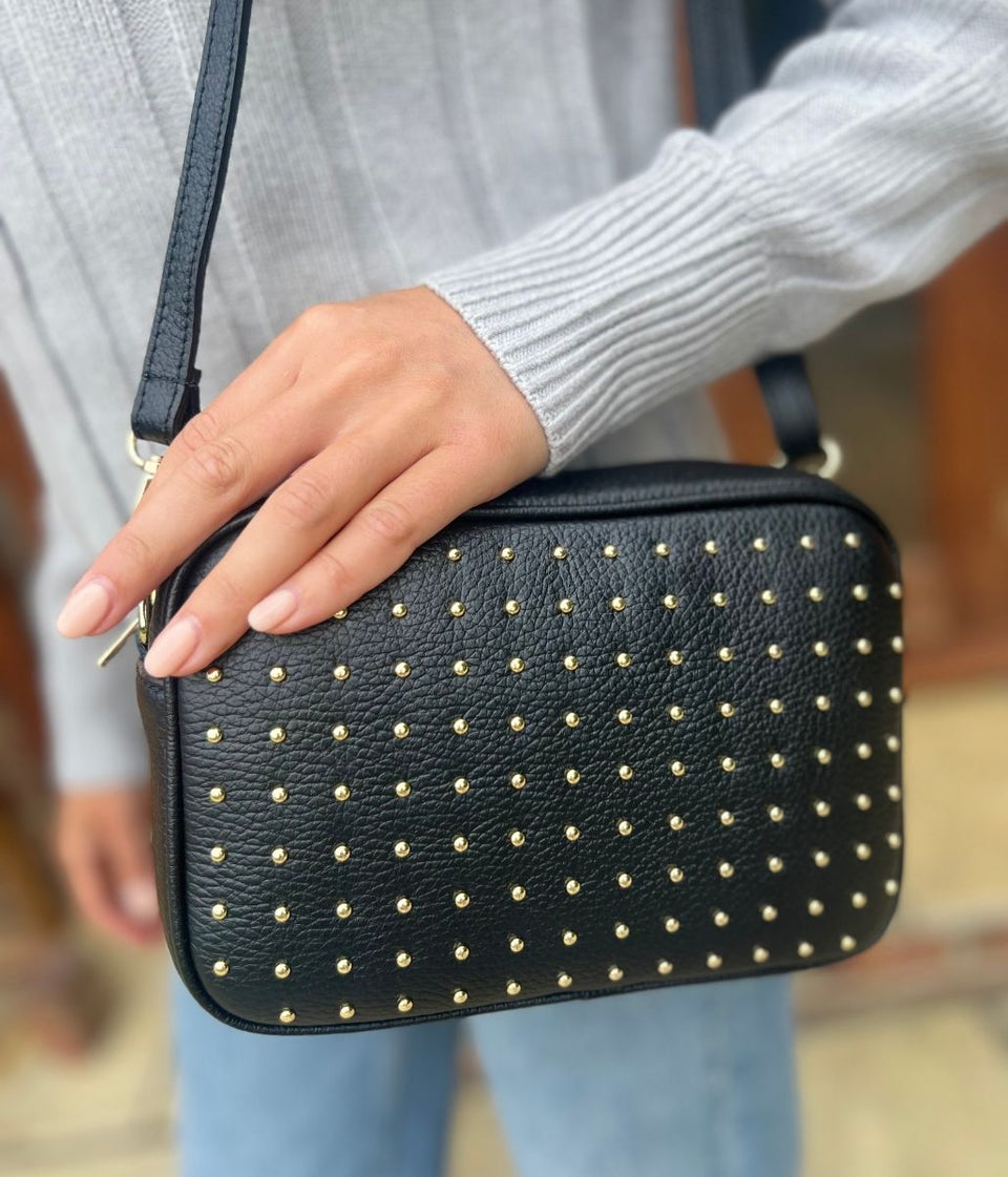 Black Leather Studded Bag
