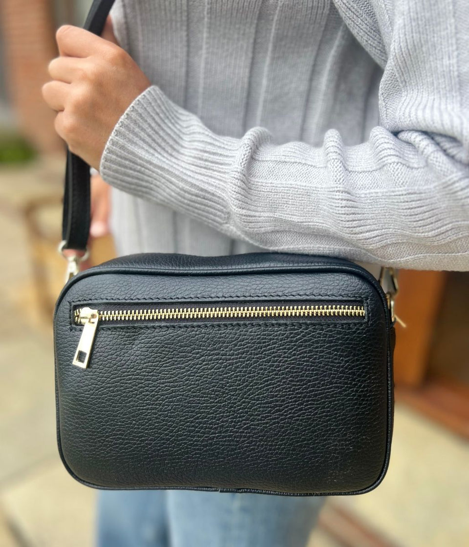 Black Leather Studded Bag
