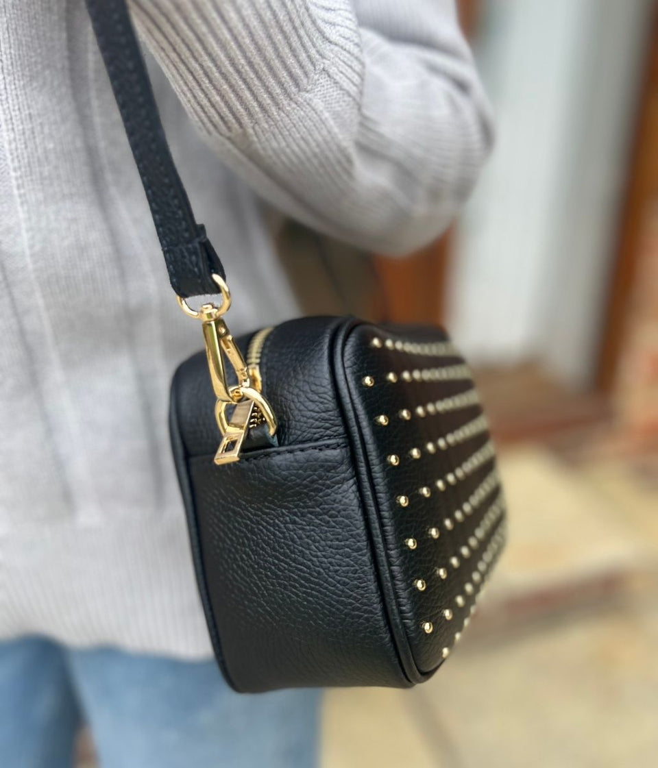 Black Leather Studded Bag