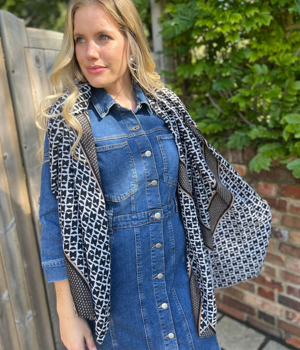 Ivory Classic Geo Print Scarf