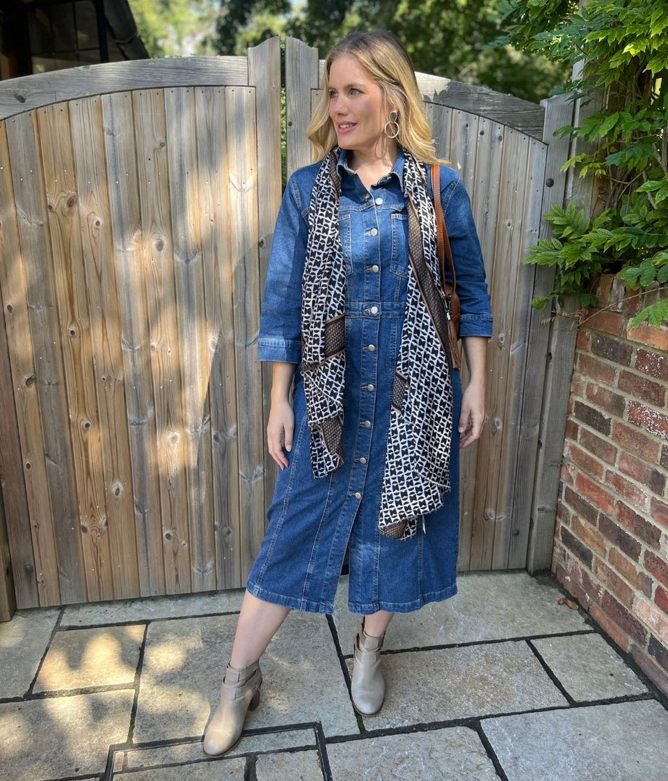 Ivory Classic Geo Print Scarf