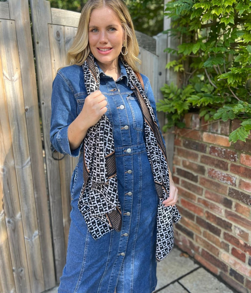 Ivory Classic Geo Print Scarf