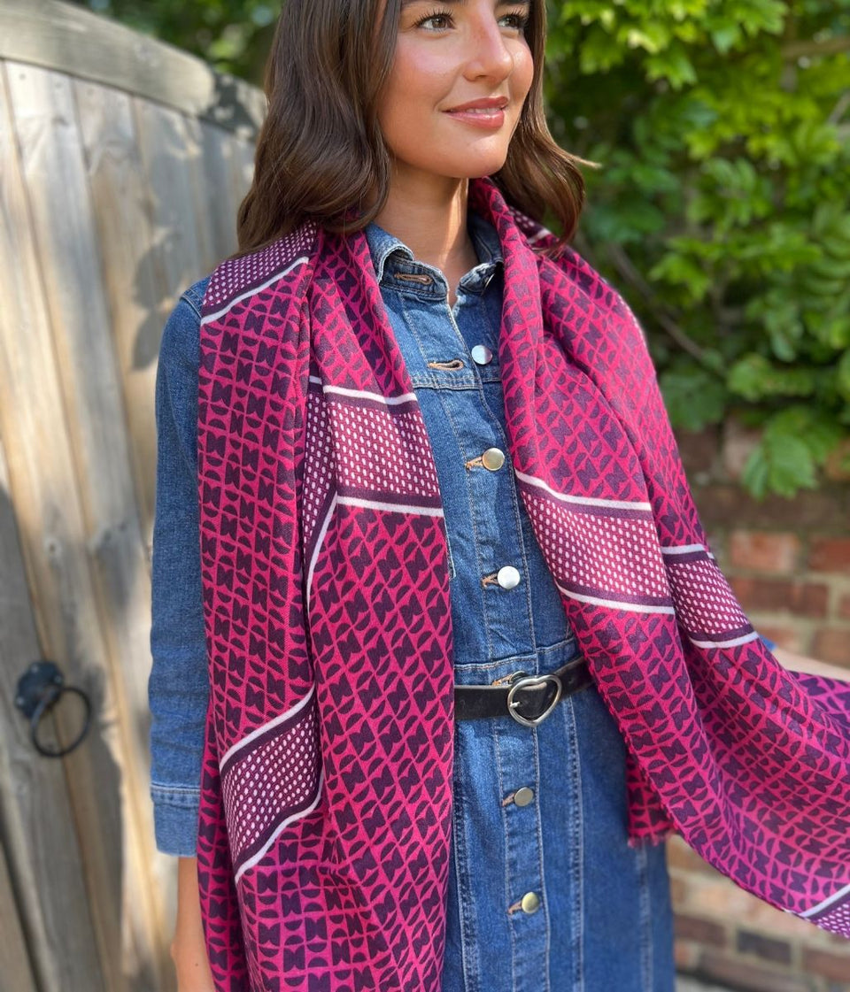 Berry Classic Geo Print Scarf