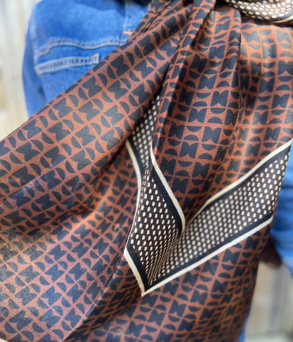 Brown Classic Geo Print Scarf
