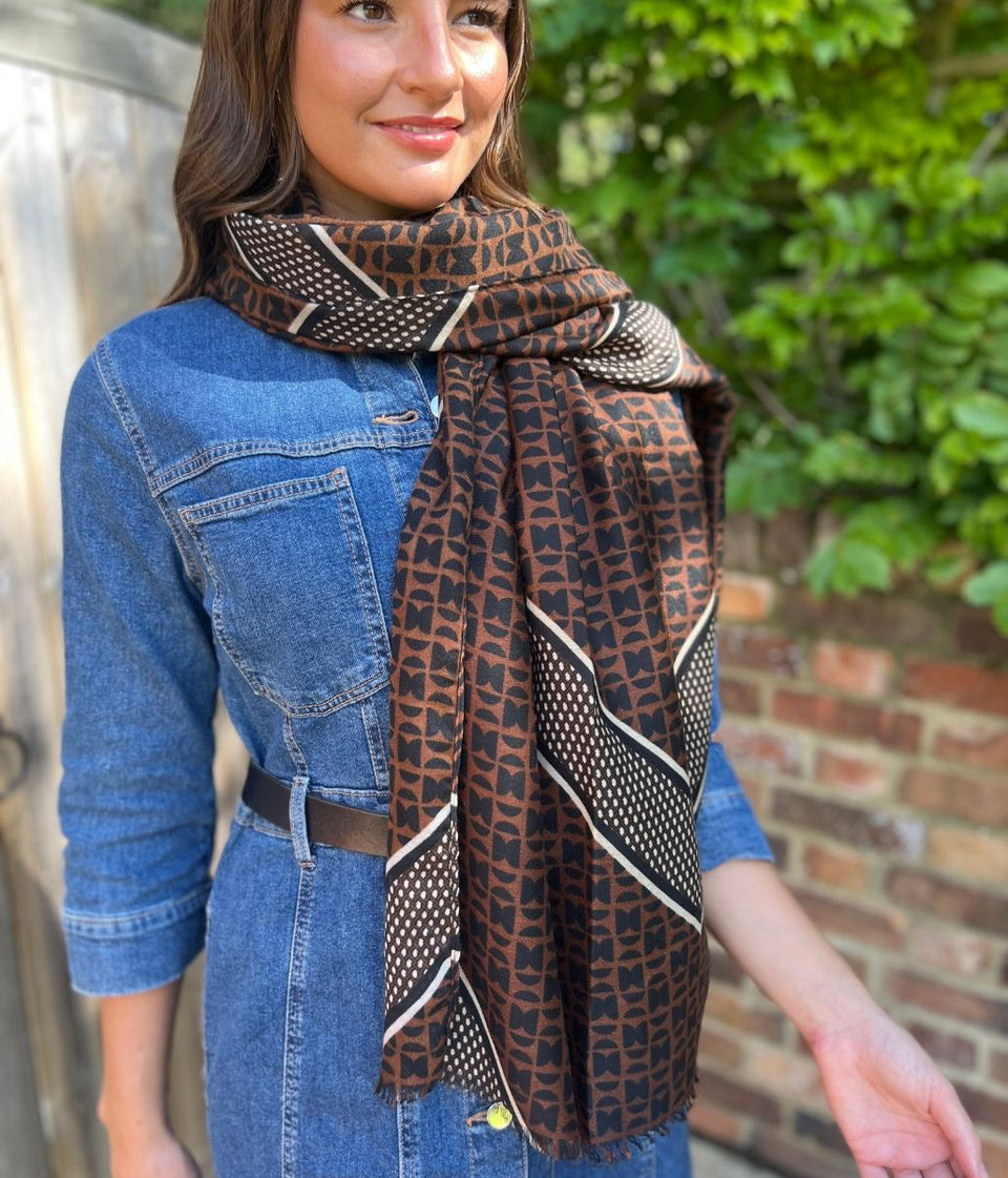 Brown Classic Geo Print Scarf