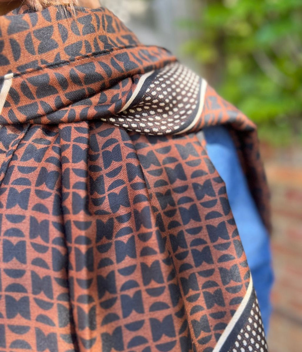 Brown Classic Geo Print Scarf