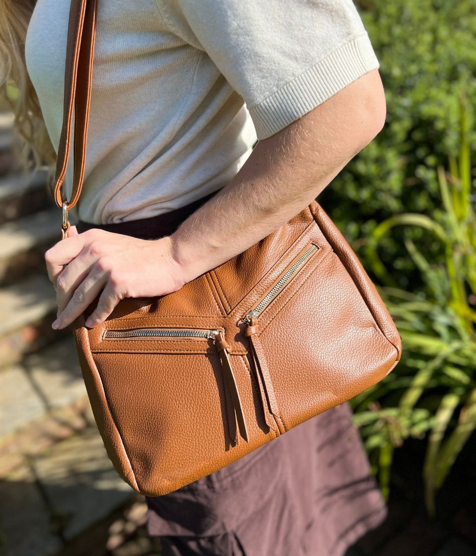 Tan Large Crossbody Handbag