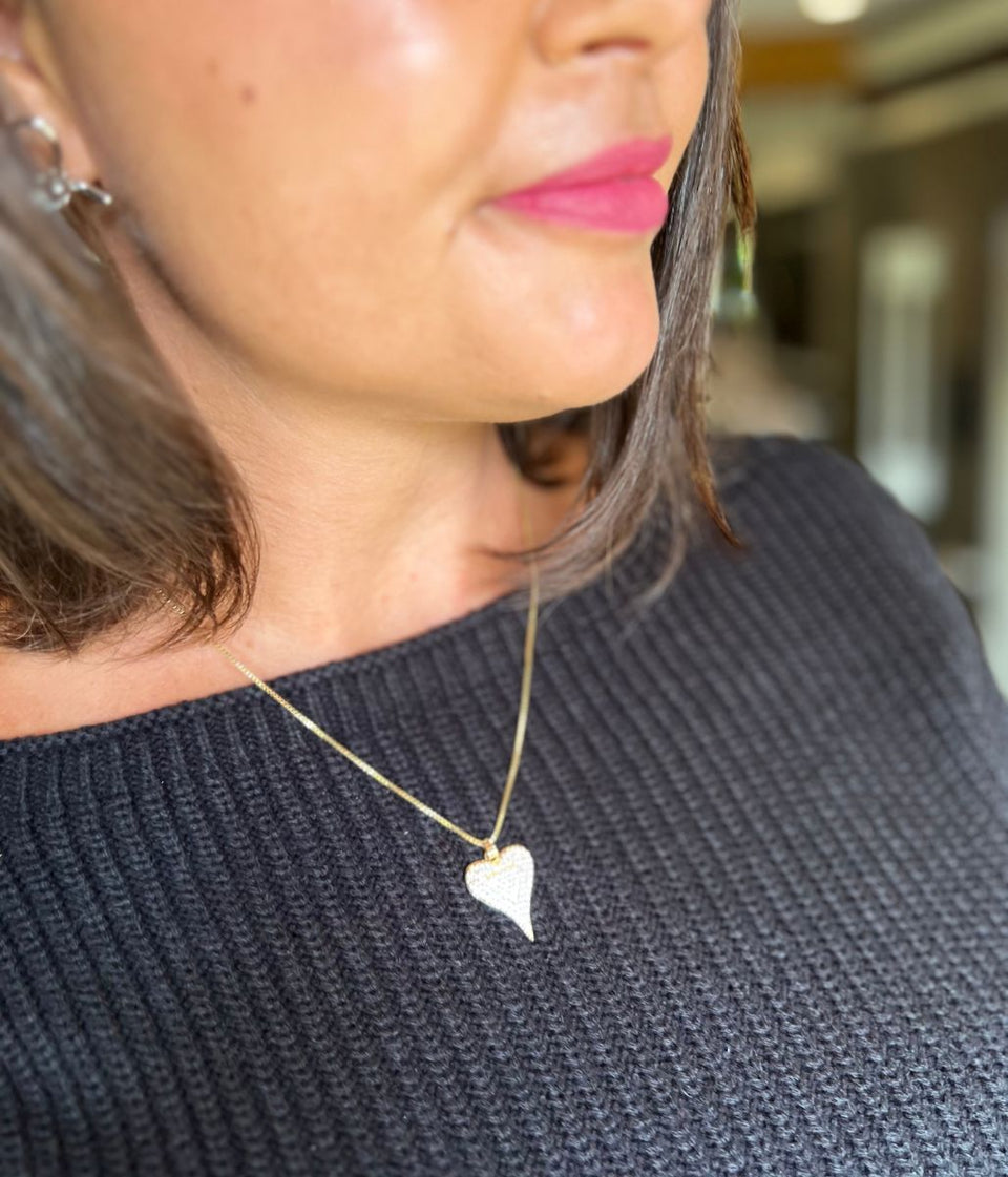Gold Venetia Heart Diamante Necklace