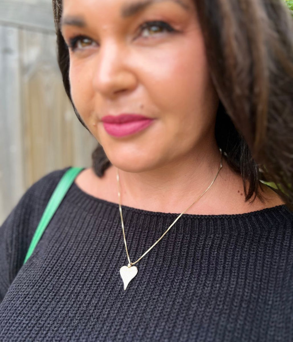 Gold Venetia Heart Diamante Necklace