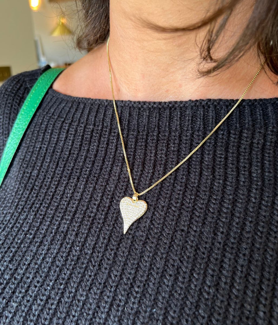 Gold Venetia Heart Diamante Necklace