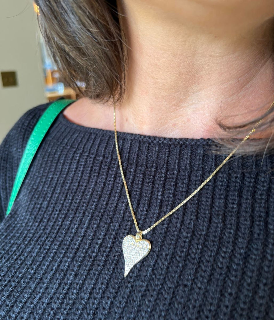 Gold Venetia Heart Diamante Necklace