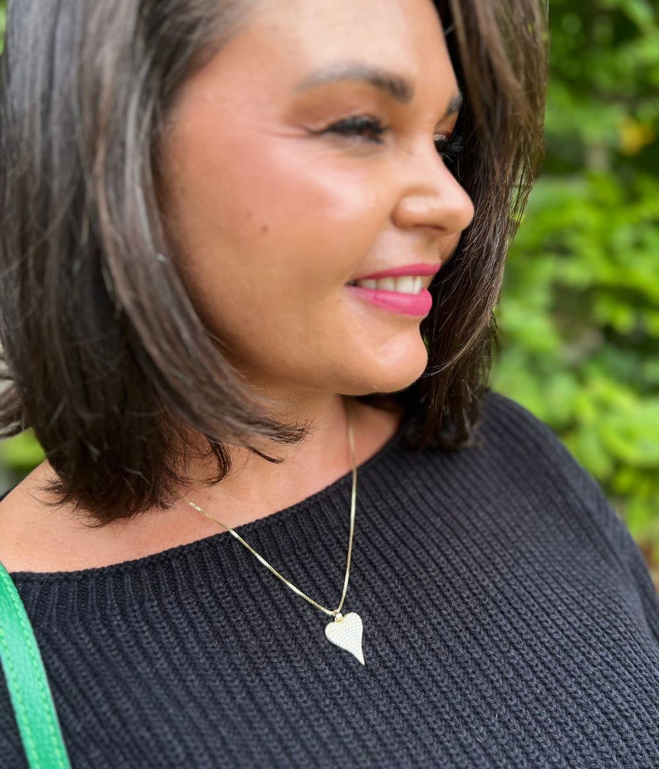 Silver Venetia Heart Diamante Necklace