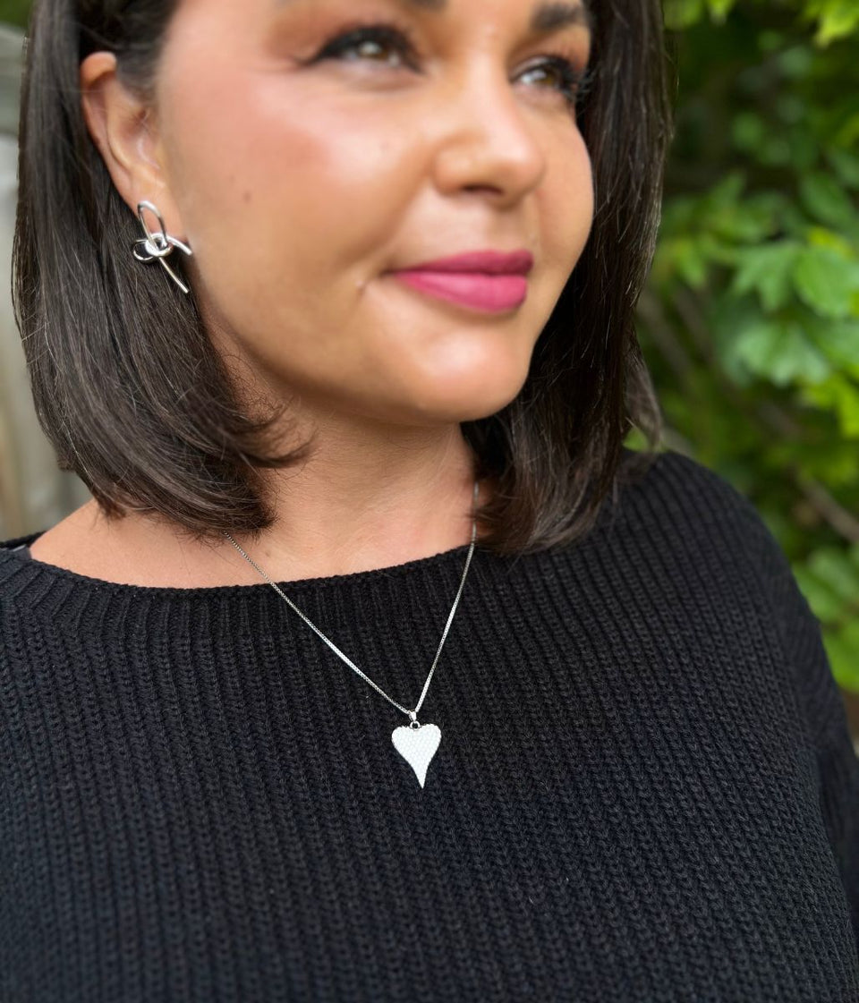 Silver Venetia Heart Diamante Necklace
