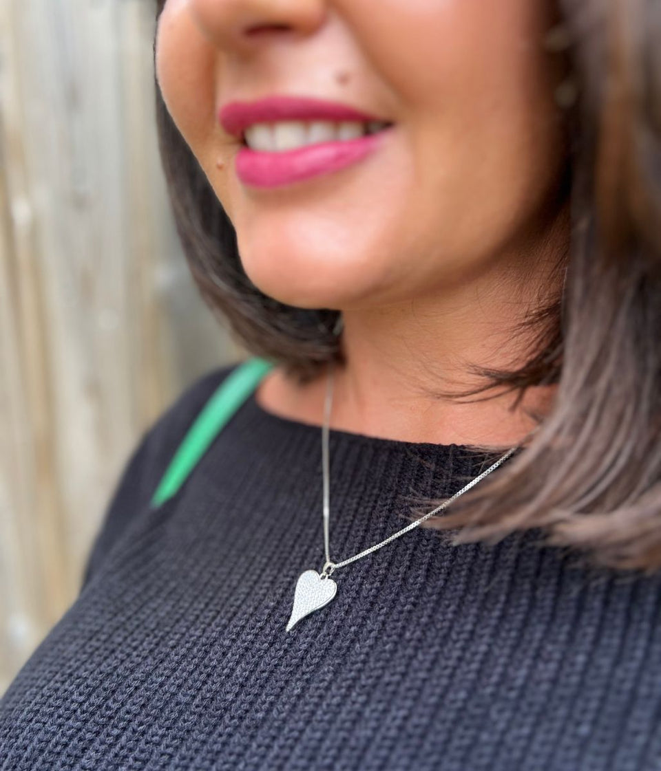 Silver Venetia Heart Diamante Necklace