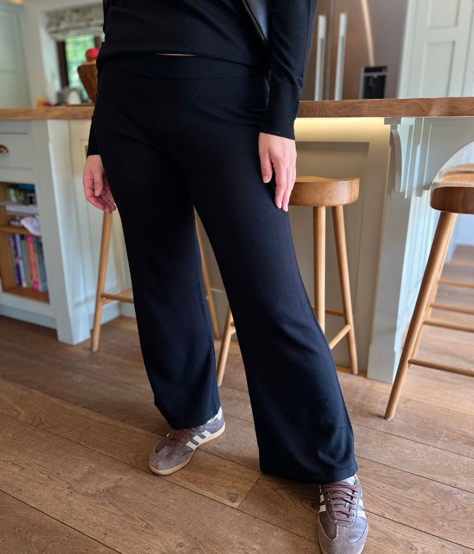 Black Round Neck Merino Wool Co-Ord Set