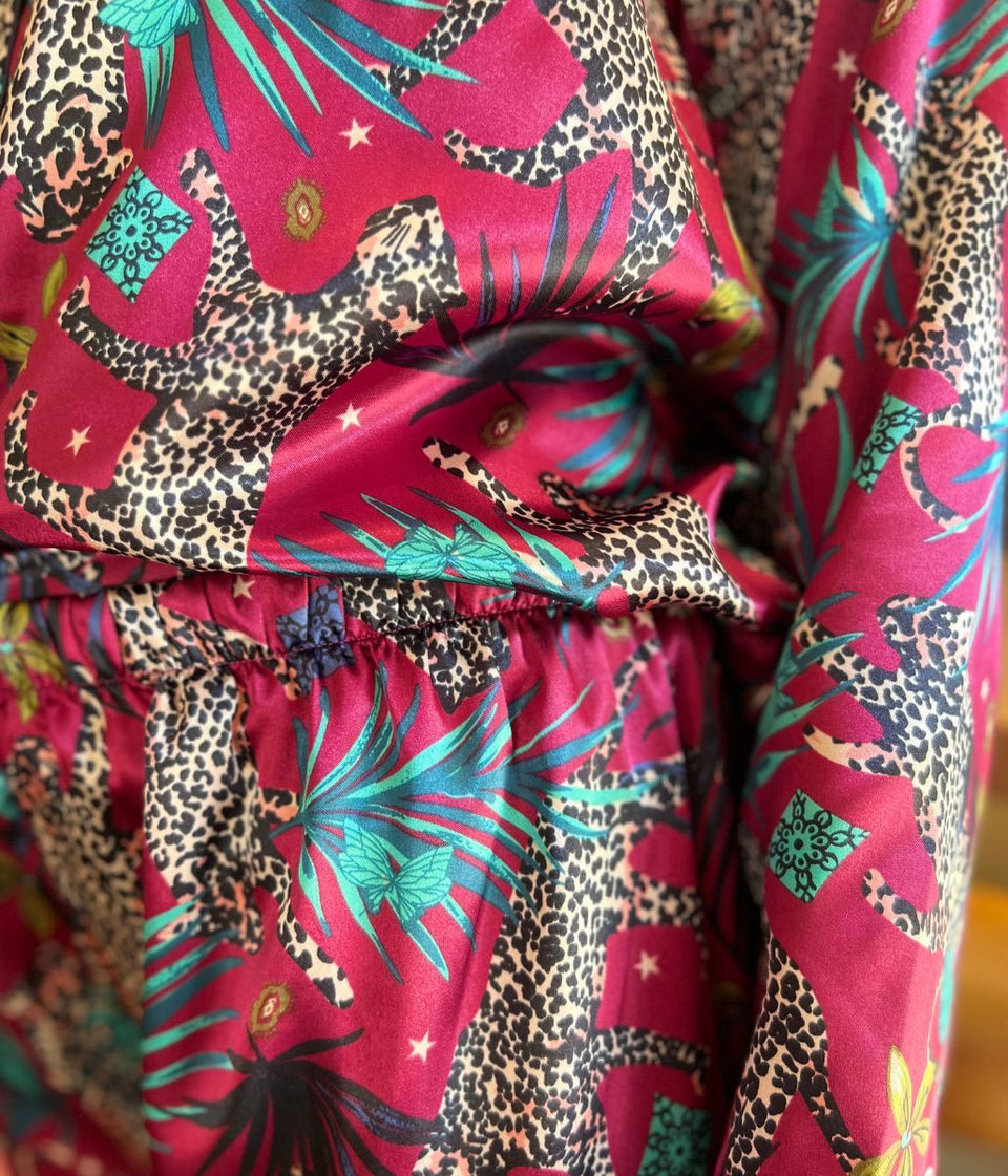 Luxury Satin Cheetah Pyjamas with Hanger