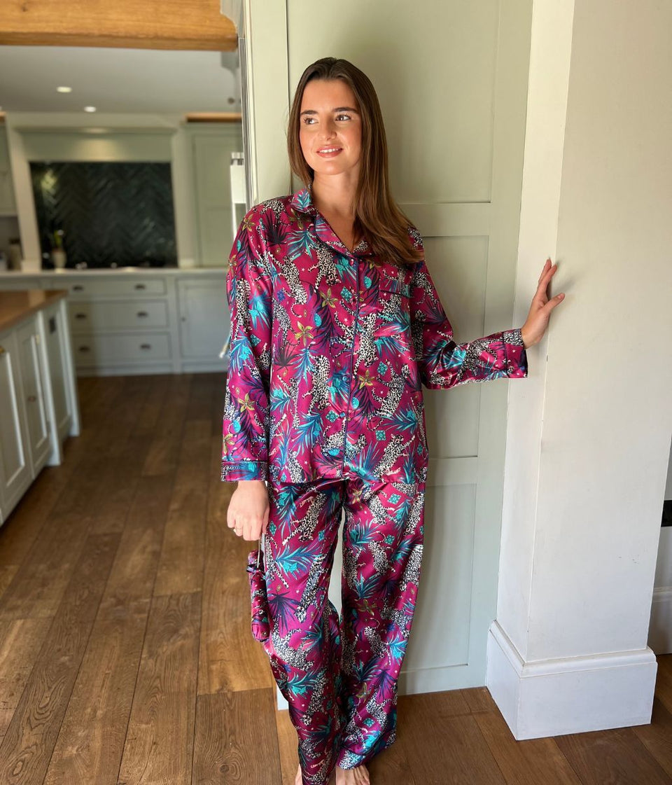 Luxury Satin Cheetah Pyjamas with Hanger