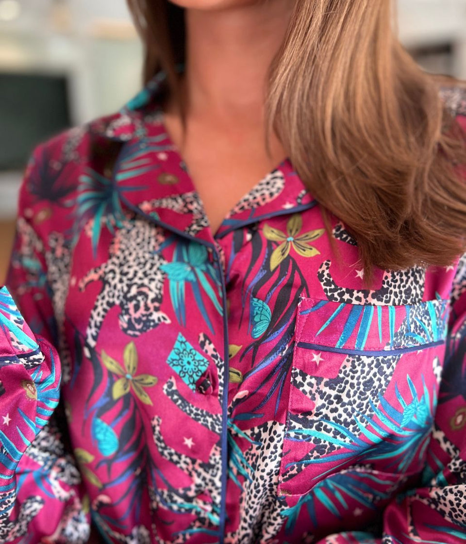 Luxury Satin Cheetah Pyjamas with Hanger