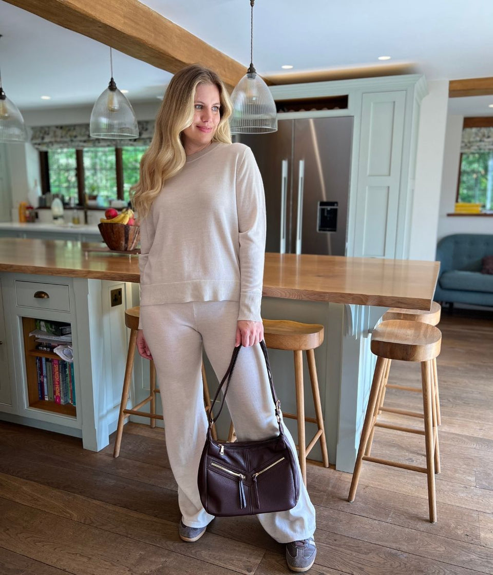 Natural Round Neck Merino Wool Co-Ord Set