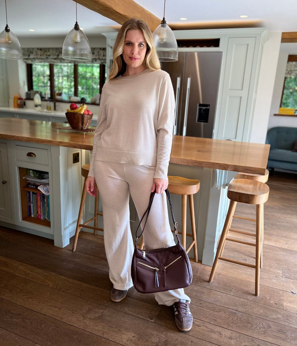Natural Round Neck Merino Wool Co-Ord Set