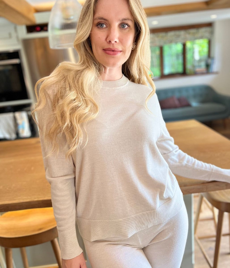 Natural Round Neck Merino Wool Co-Ord Set