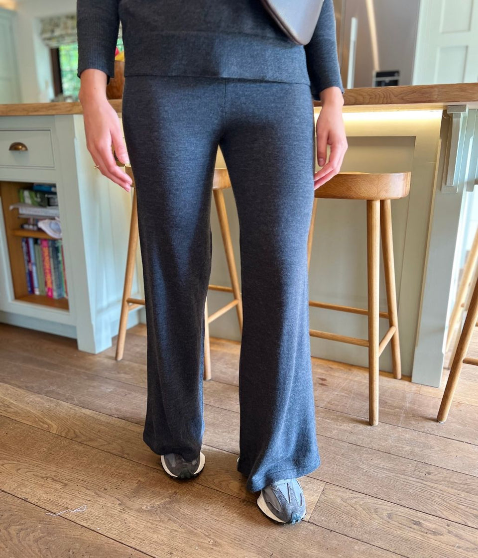 Grey Round Neck Merino Wool Co-Ord Set