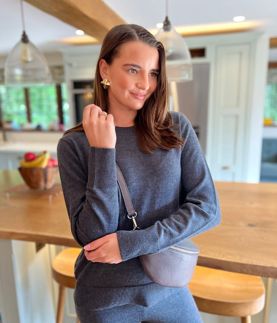 Grey Round Neck Merino Wool Co-Ord Set