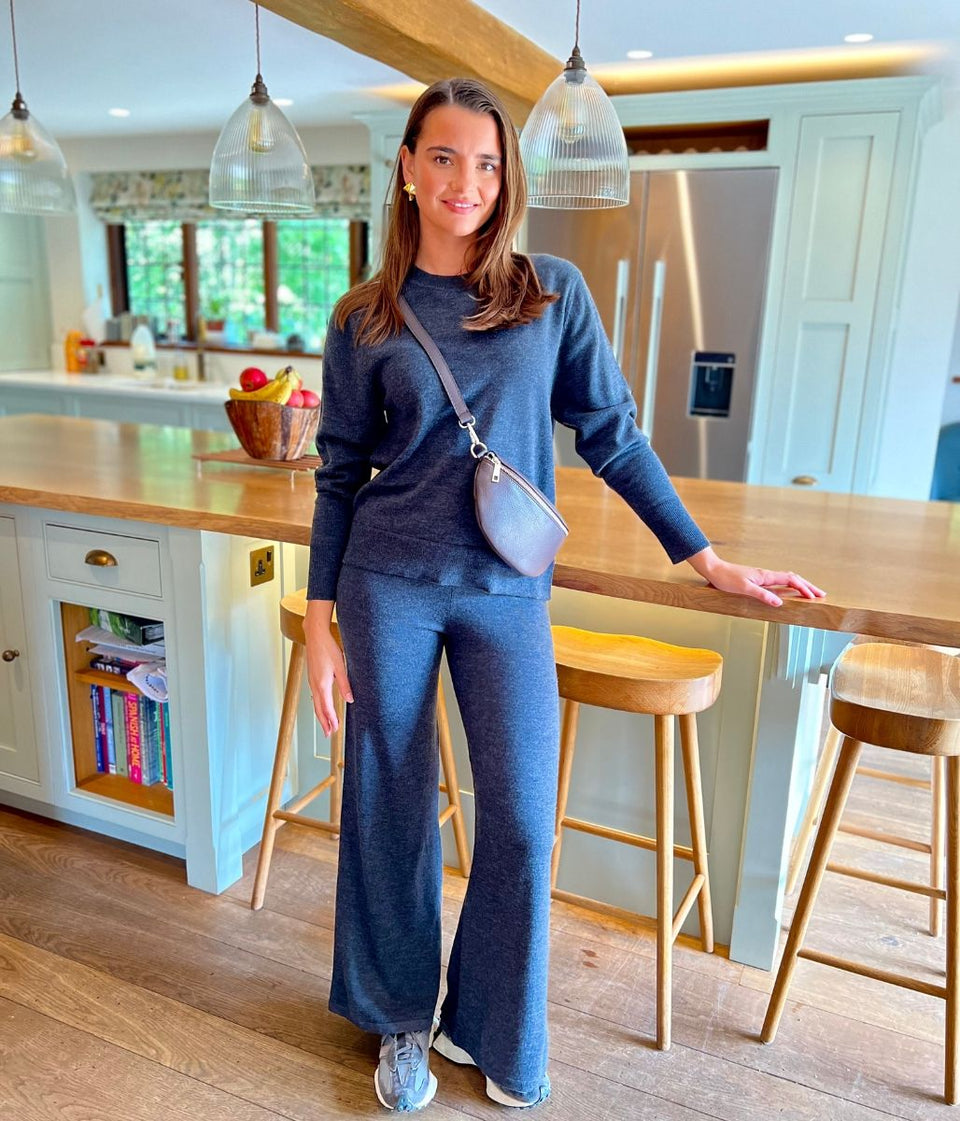 Grey Round Neck Merino Wool Co-Ord Set