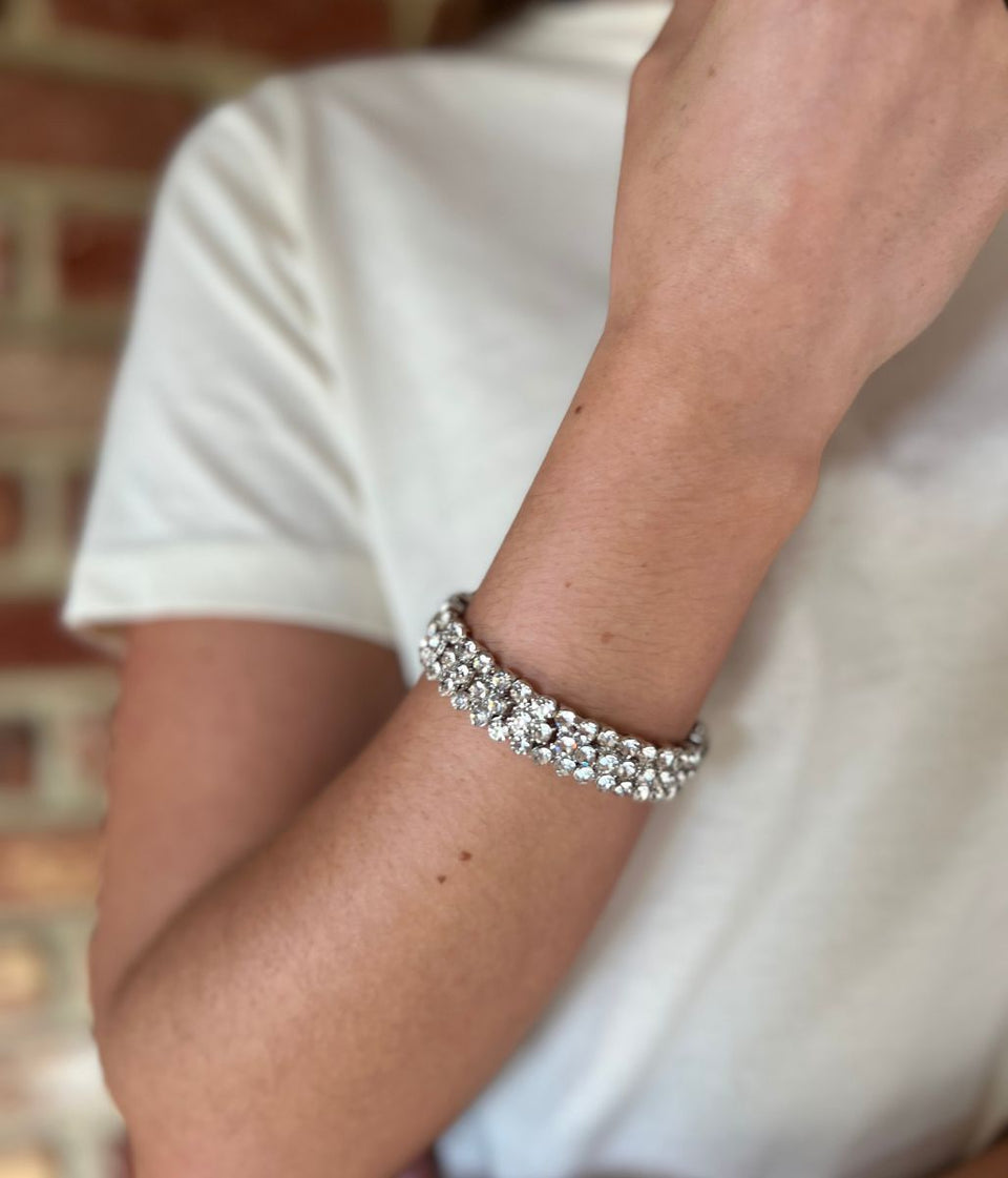 Silver Diamante Elasticated Bracelet