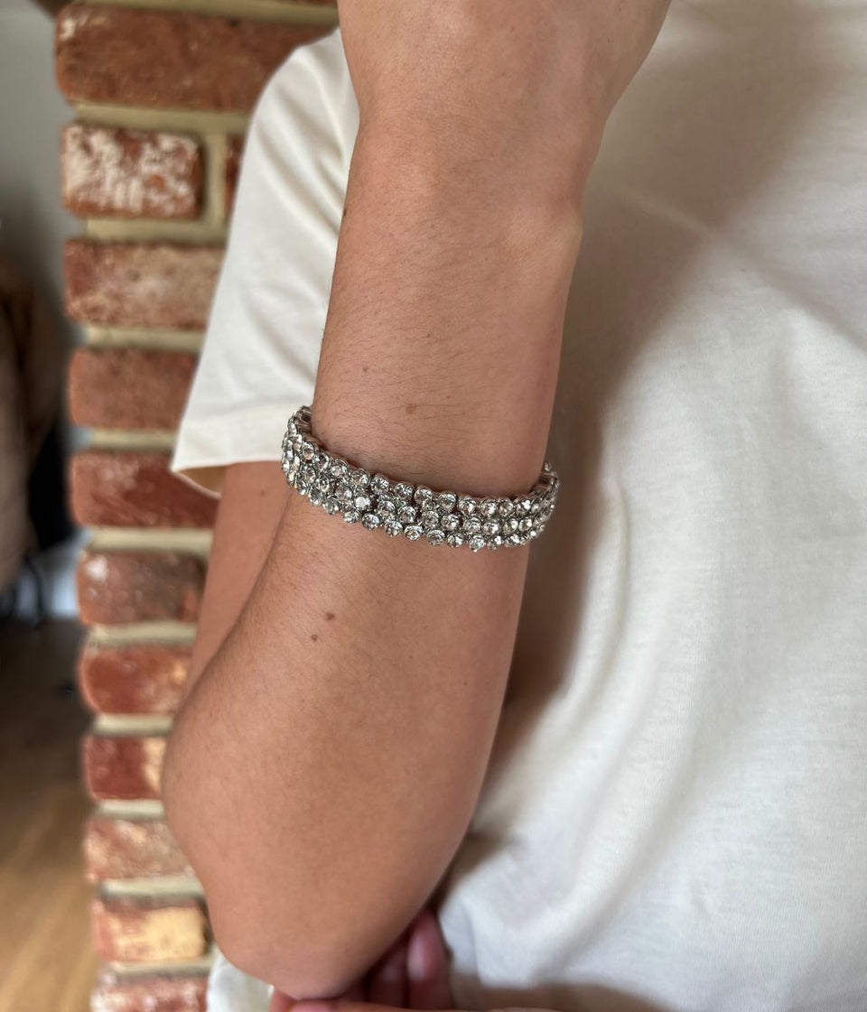Silver Diamante Elasticated Bracelet