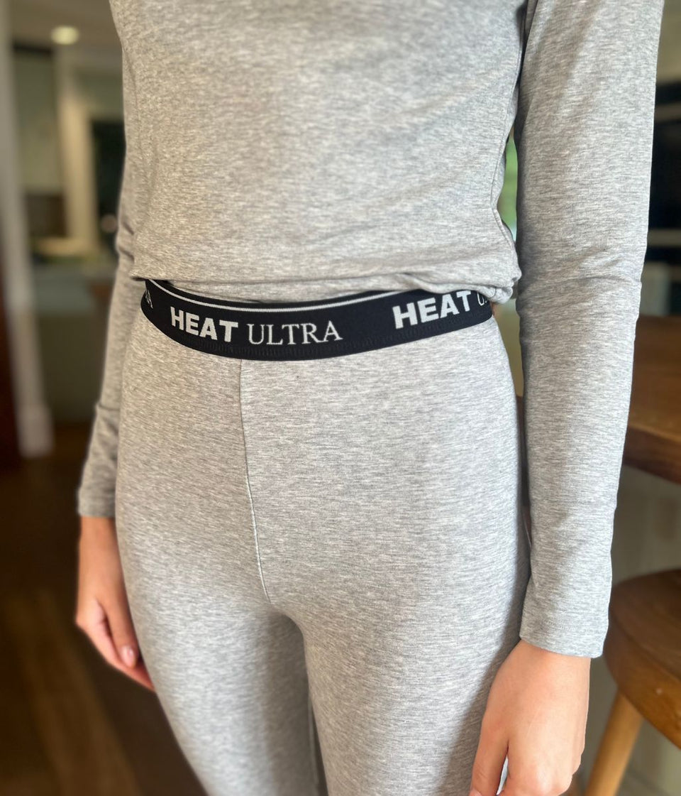 Grey Thermal Long Sleeve Top & Leggings Set