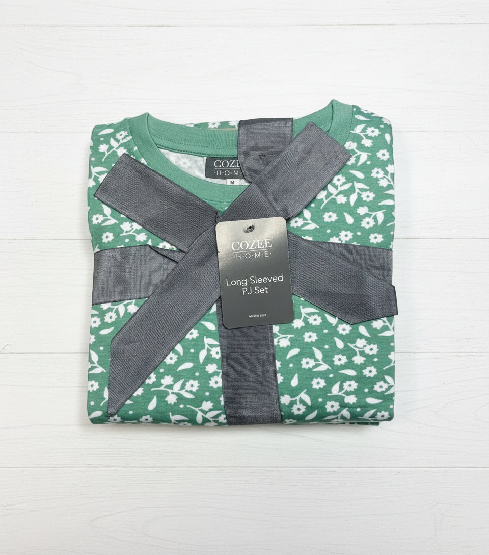 Green Flower Print Cozee Home Pyjama Set