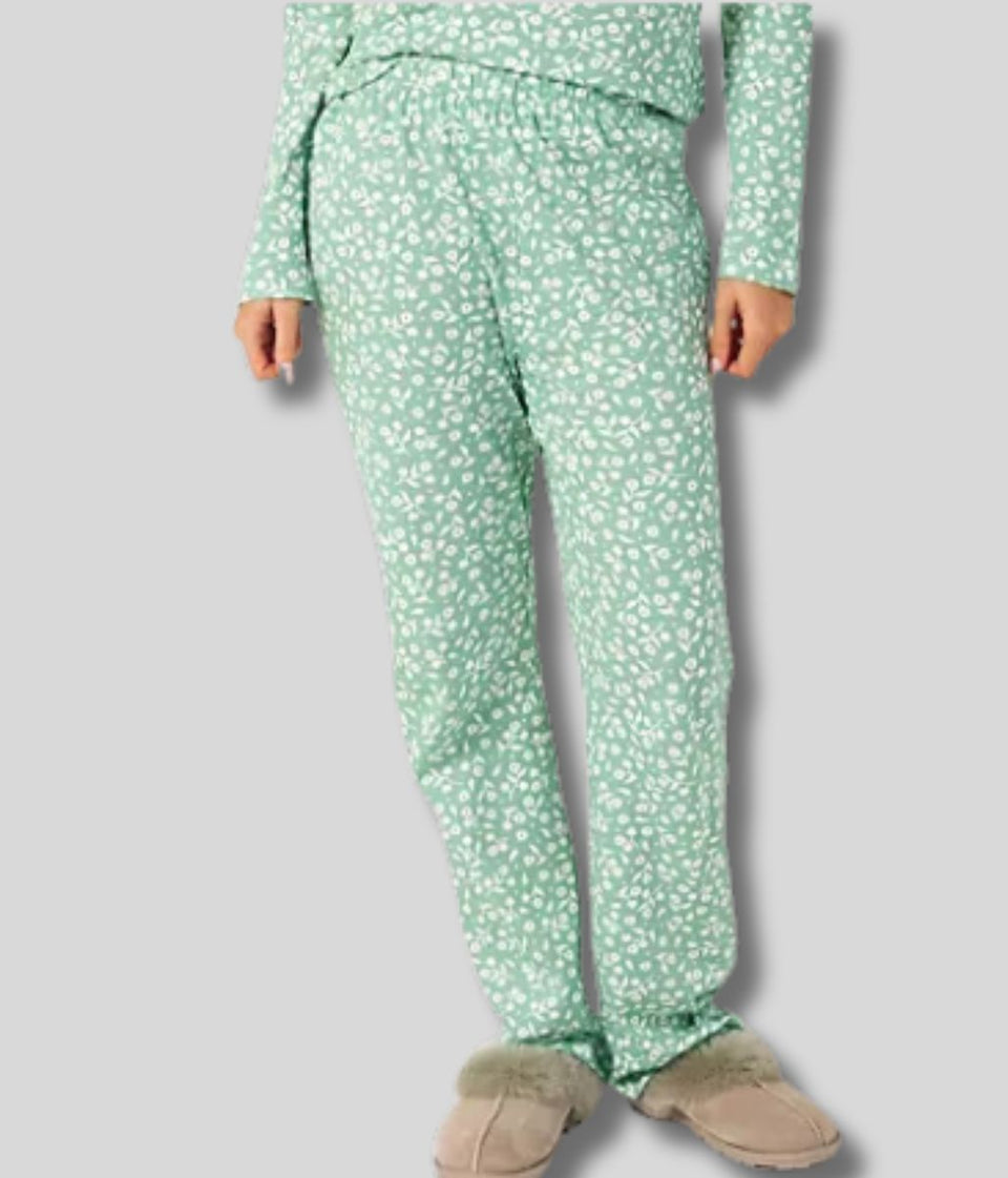 Green Flower Print Cozee Home Pyjama Set