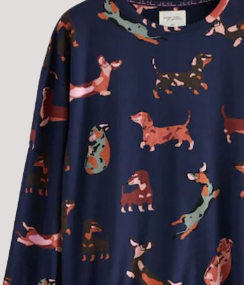 Navy Dachshund Cotton Pyjamas
