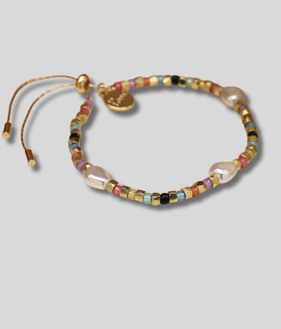 POM Multicolour Bead & Pearl Bracelet