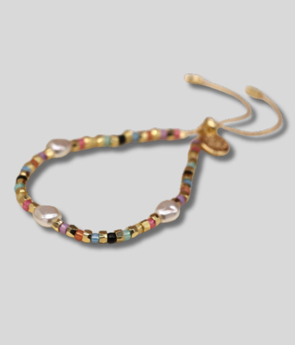 POM Multicolour Bead & Pearl Bracelet
