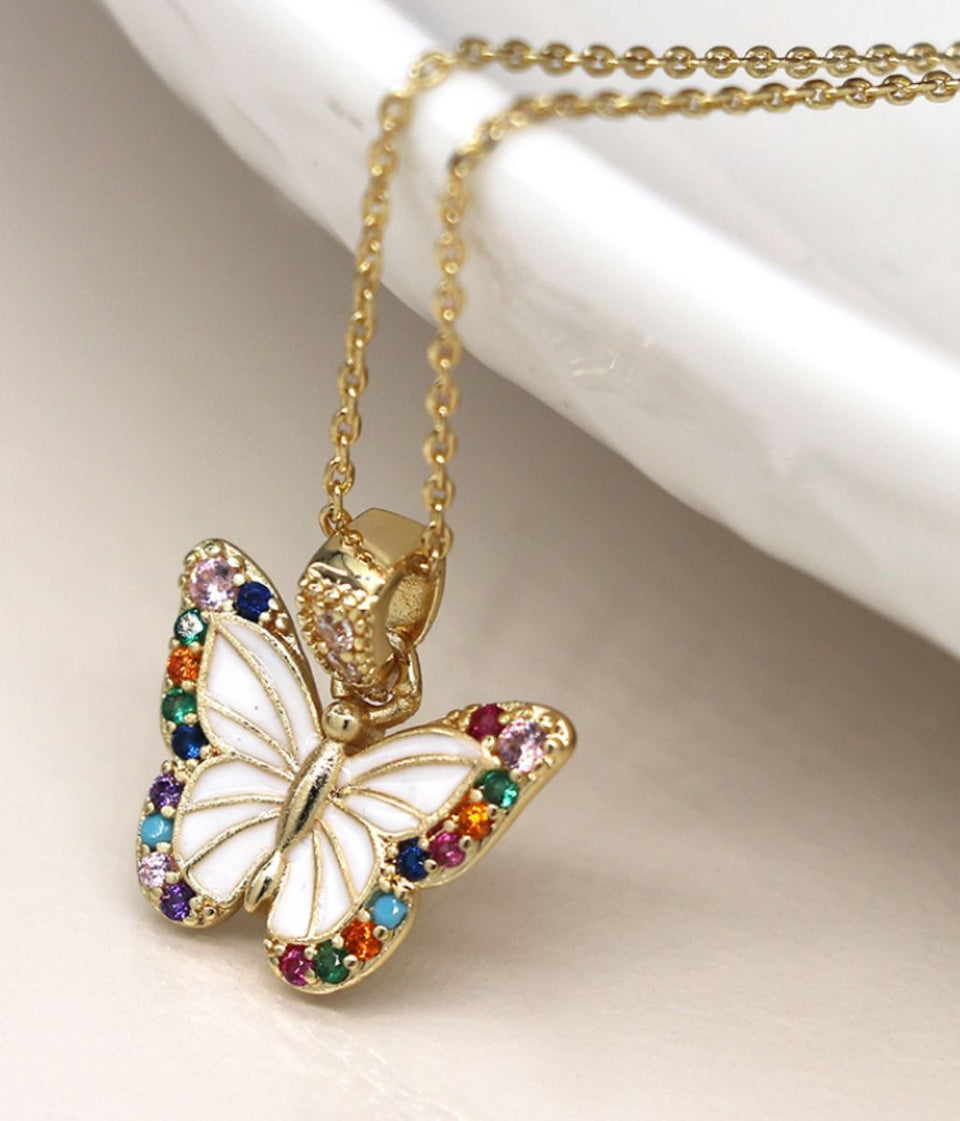 POM Rainbow Butterfly Necklace