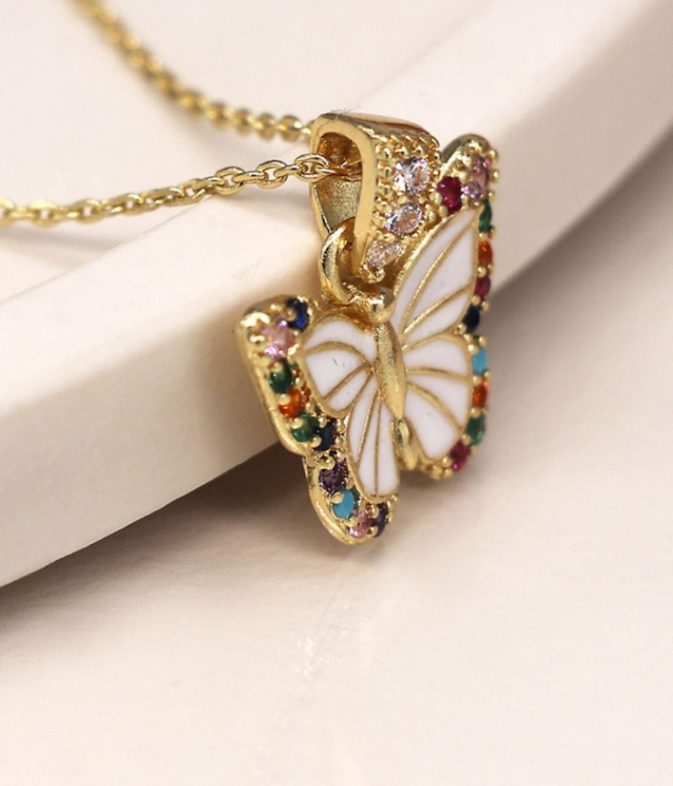 POM Rainbow Butterfly Necklace