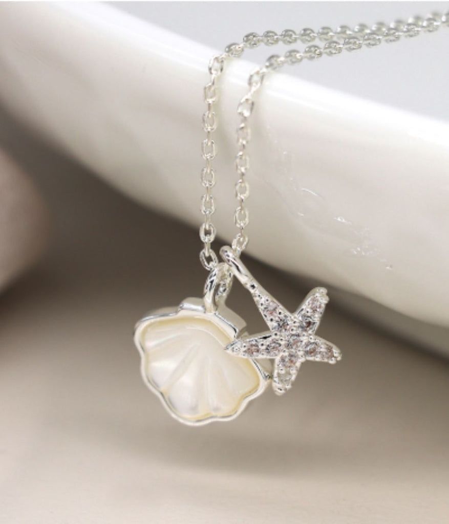 POM Silver Plated Shell & Starfish Necklace – Highstreet Outlet UK