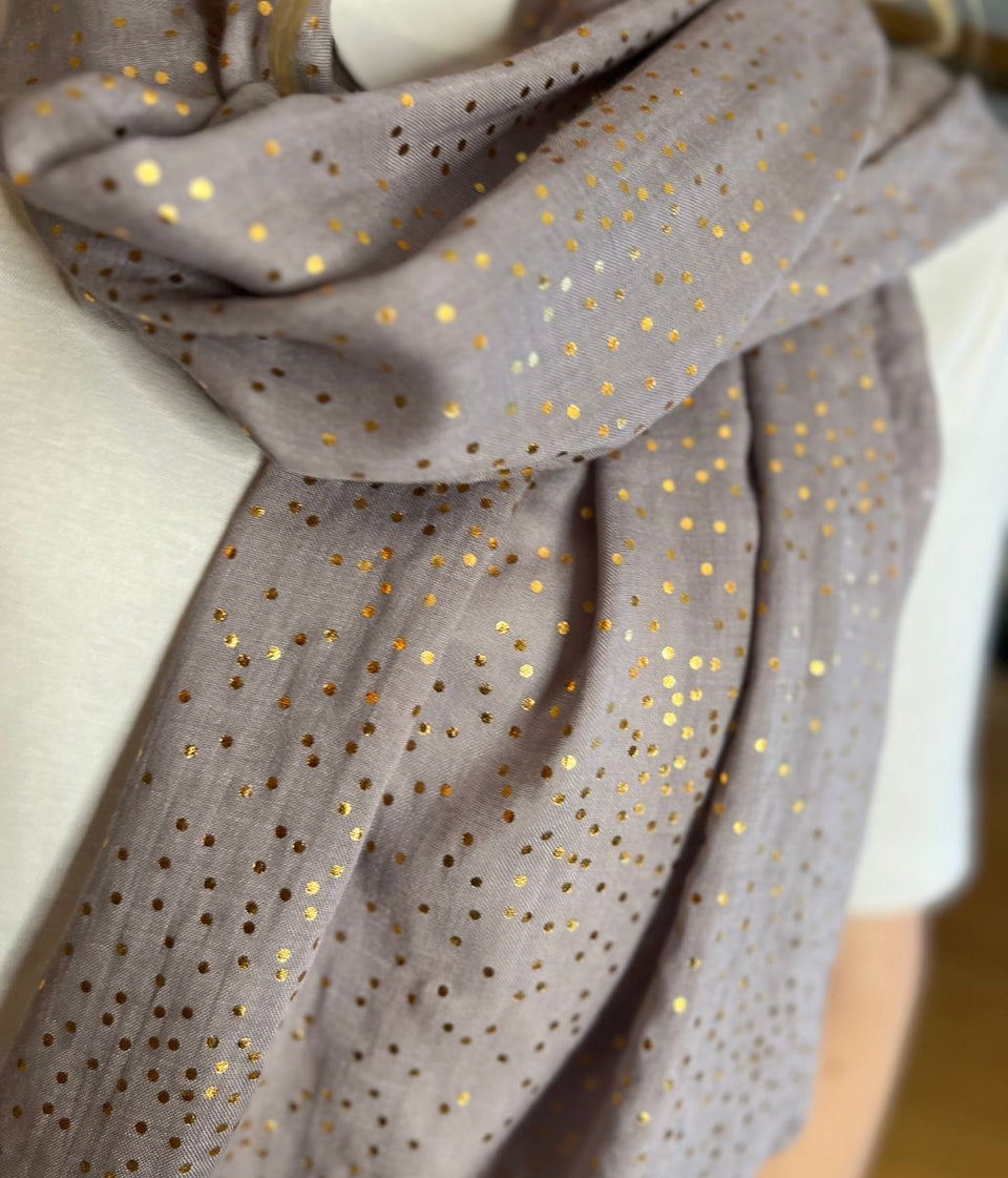 POM Grey Metallic Speckle Print Scarf