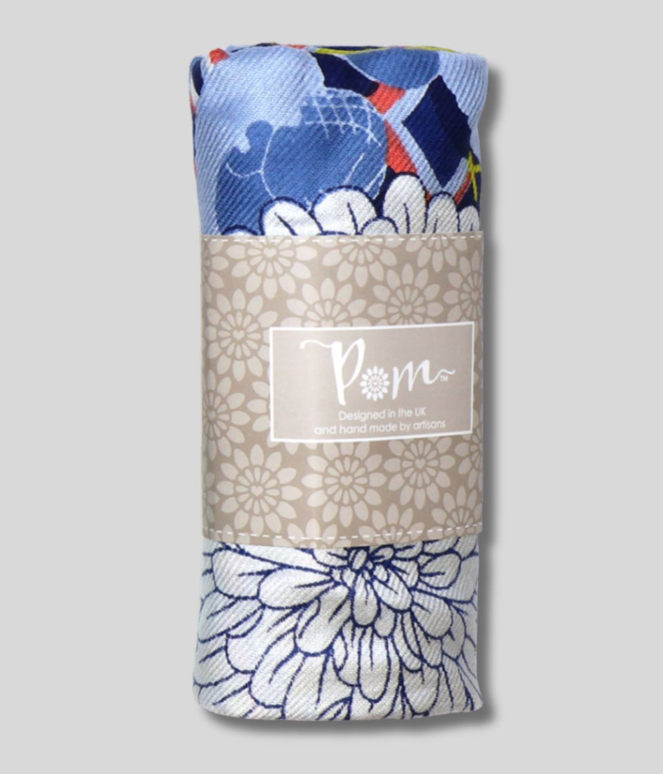 POM Blue Mix Dahlia Print Scarf
