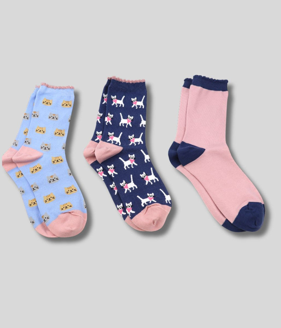 POM Cat Gift Boxed Sock Trio