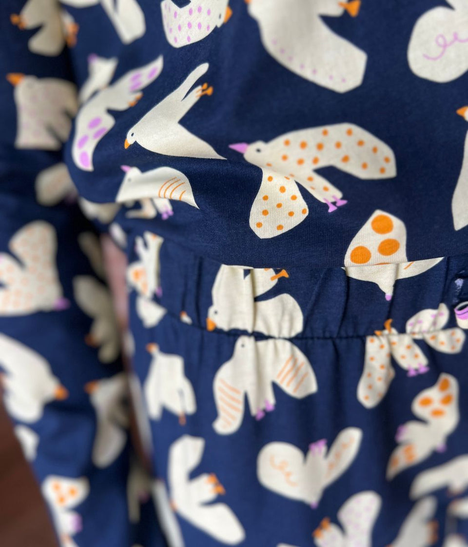 Navy Dove Print Cotton Pyjama Set
