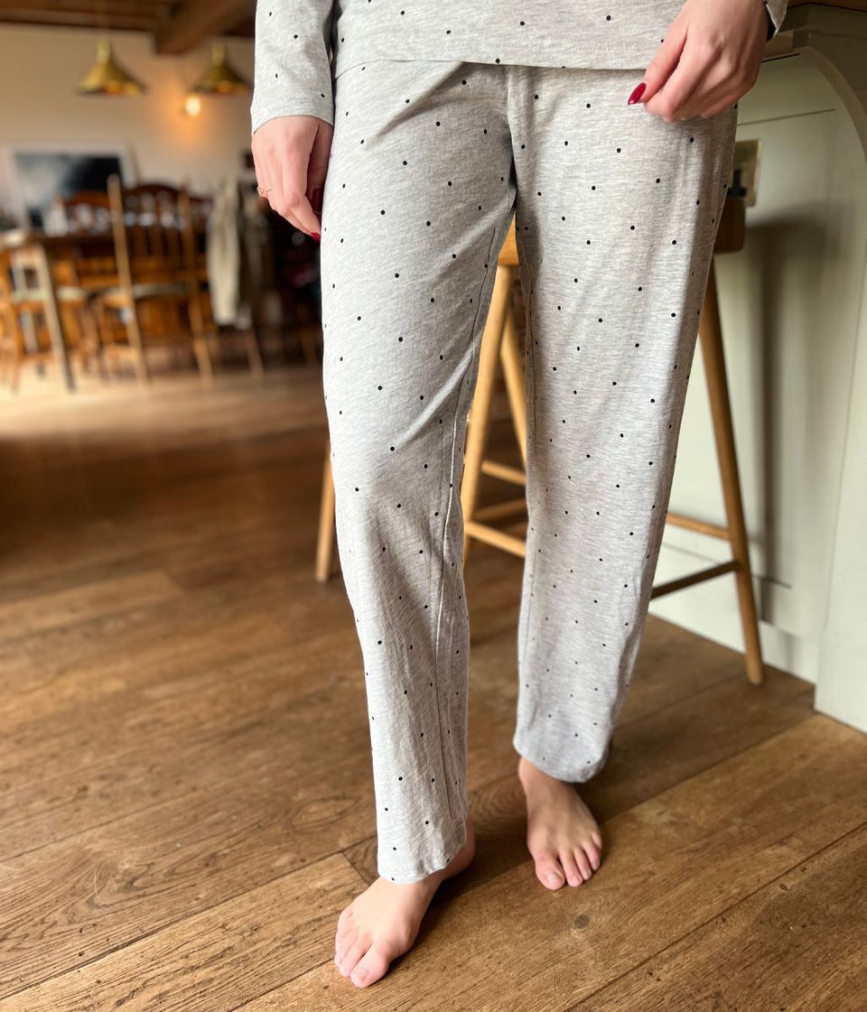 Grey Polka Dot Cotton Pyjama Set