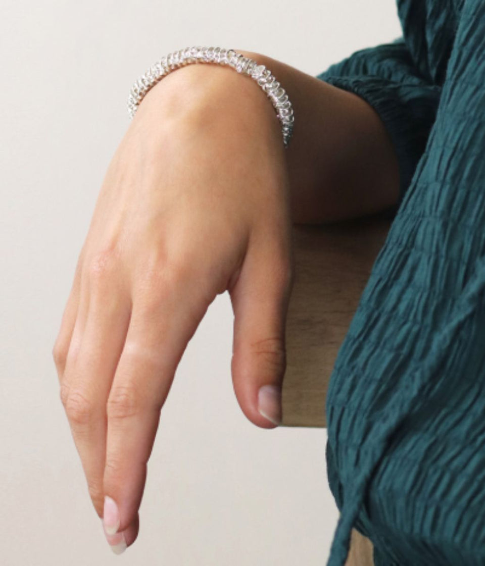 POM Silver Plated Disc Bead Stretch Bracelet