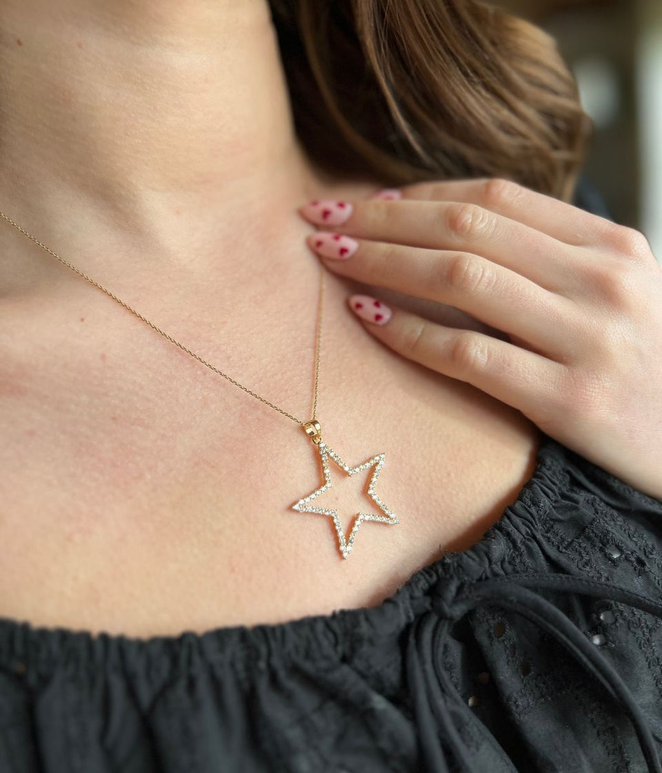 POM Golden Pave Crystal Star Necklace